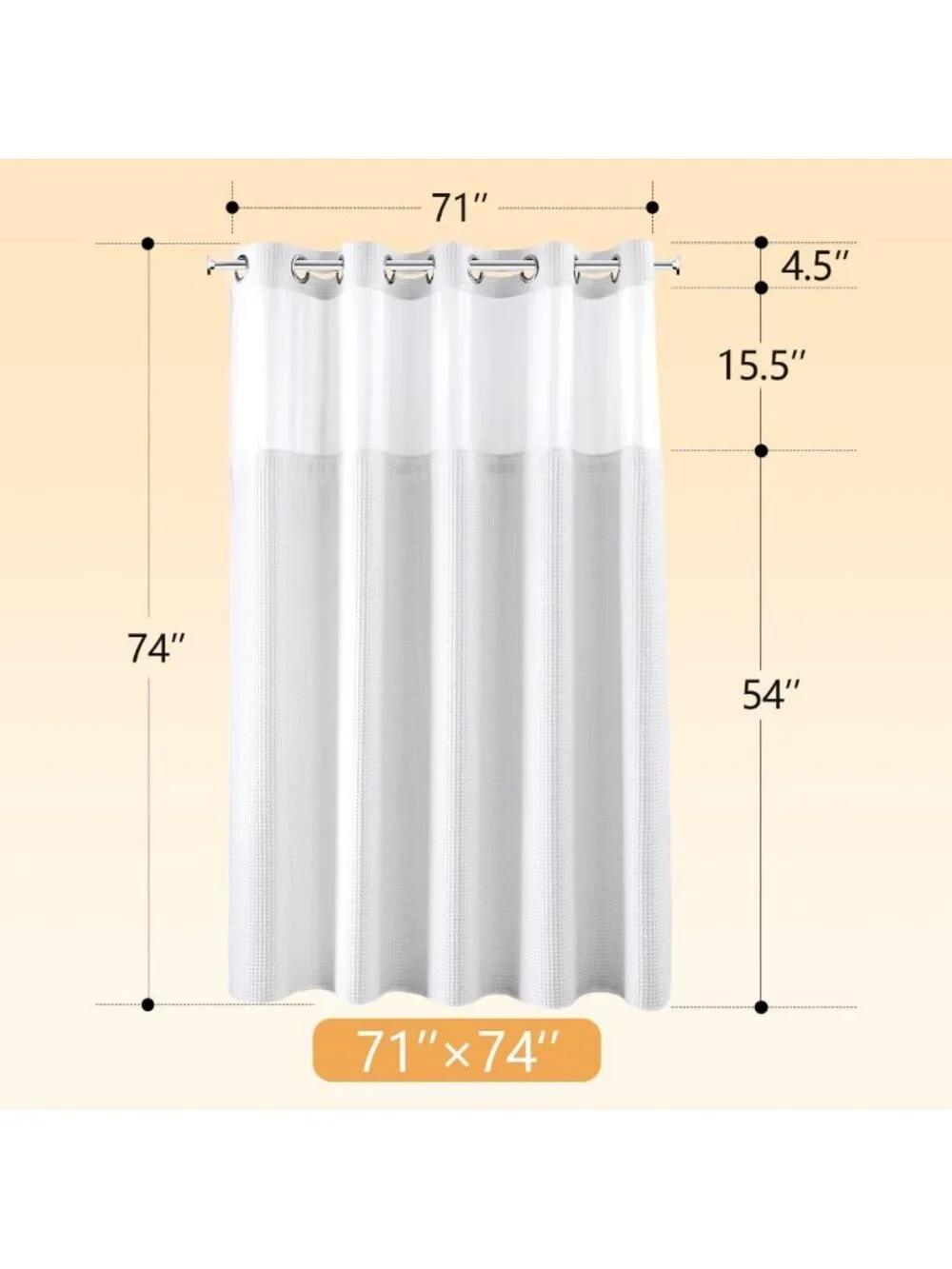 Elegant White Cotton Blend Shower Curtain Set with Liner, 71x74 - Bathroom Decor